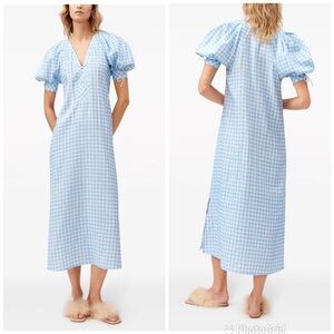 SLEEPER blue white Garden gingham check plaid maxi dress New With Tags!